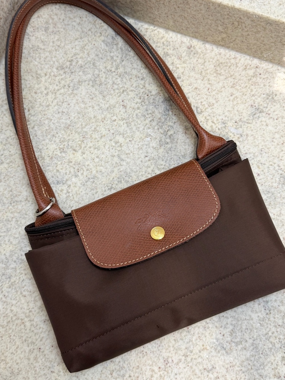 Longchamp Le Pliage Large Shoulder Bag - Mocha